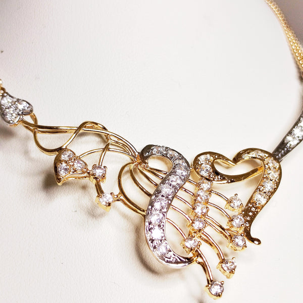 Collier Princesse en Or Jaune et Blanc 22 K - 14.44 Grs