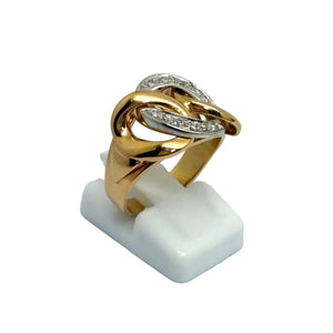 Bague Tank en Or Jaune 18k avec 14 Diamants - 7.13gr - T54