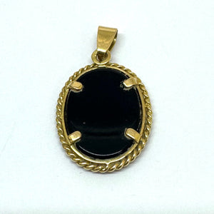 Pendentif en Or Jaune Motif Camée Fond Bleu 18K - 2.49G