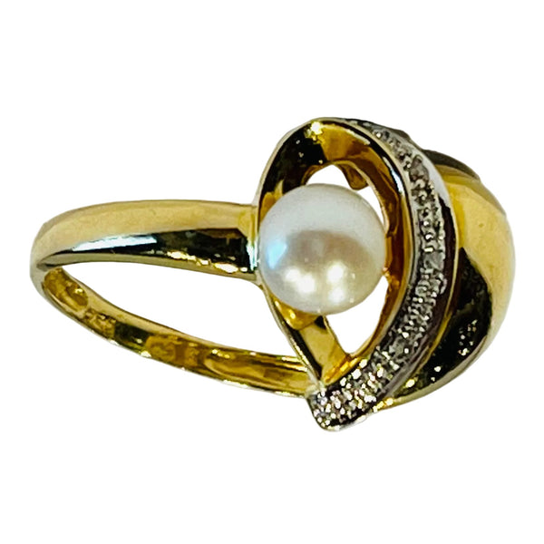 Bague Or Perles et Diamants  18K - 3.29Grs - T56