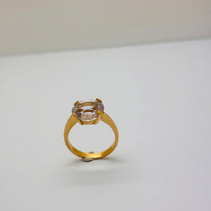 Bague Solitaire Or Jaune 18 Carats avec Topaze - T 64