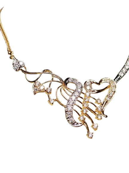Collier Princesse en Or Jaune et Blanc 22 K - 14.44 Grs