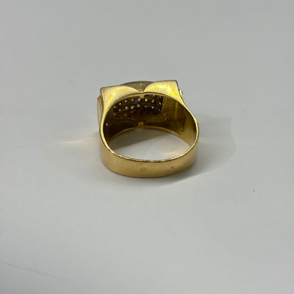 Bague Tank en Or Jaune 18K Ornée de 36 diamants
