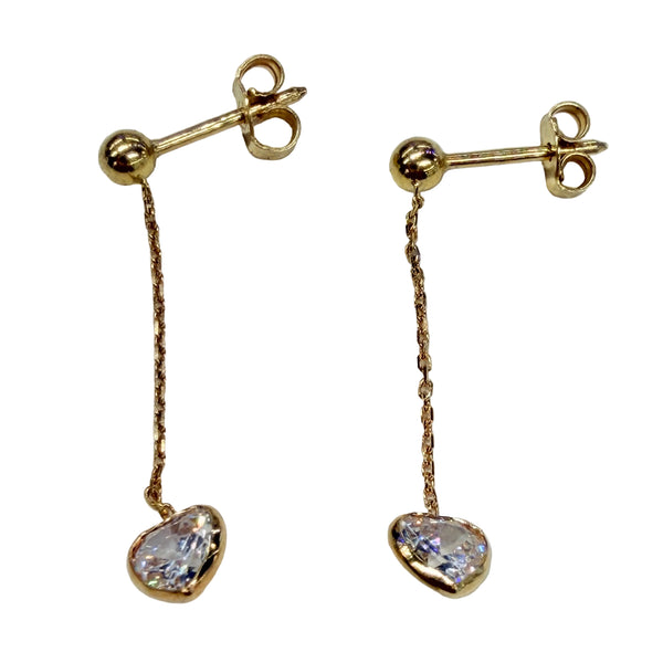 Boucle d'oreille en or jaune 18k avec zirconium