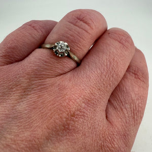 Bague Ancienne en Or Gris 18K avec diamant - T 56