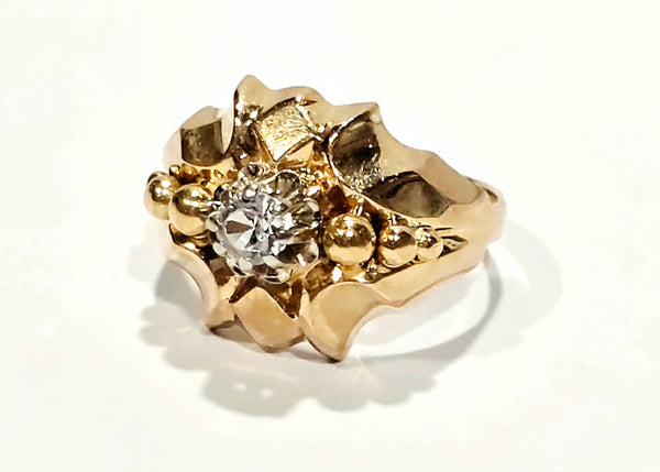 Bague en Or Jaune avec zirconium 18 carats