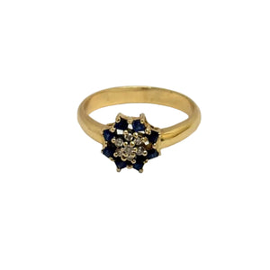 Bague Marguerite en Or Jaune avec Diamants et Saphir