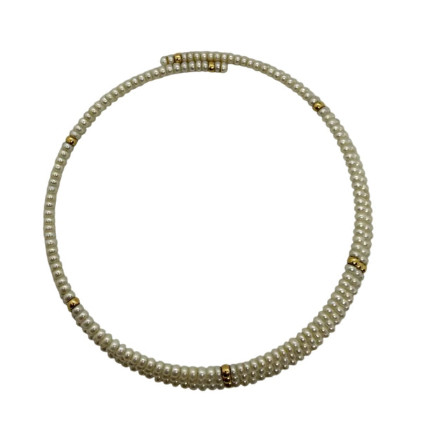 Collier Ras du Cou en Or Jaune 18 Carats avec Perles