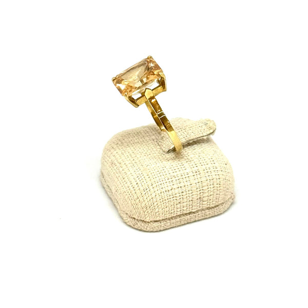 Bague Solitaire Or Jaune 18 Carats, Oxyde de Zirconium