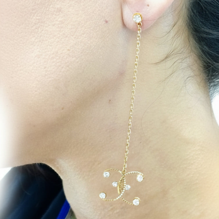 Boucles d'Oreilles en Or Jaune avec Oxyde de Zirconium 18k