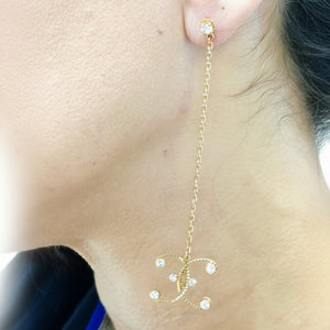 Boucles d'Oreilles en Or Jaune avec Oxyde de Zirconium 18k