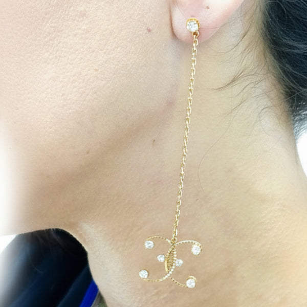 Boucles d'Oreilles en Or Jaune avec Oxyde de Zirconium 18k