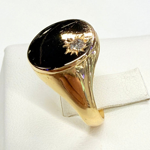 Bague en Or Jaune 18K avec Diamant 18 - Taille 57