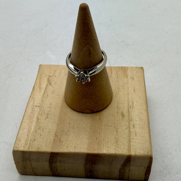 Solitaire en Or Blanc 18 Carats avec Oxyde de Zirconium - T 49