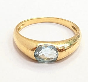 Bague en Or Jaune 18K avec Aigue Marine 2.37 Grs - Taille  52.5