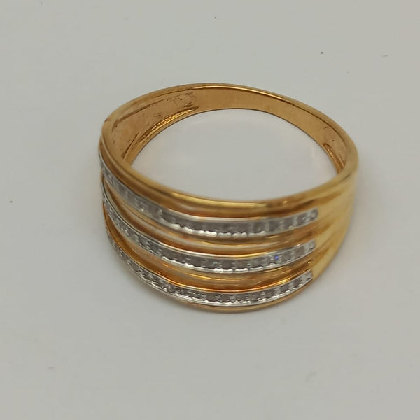 Bague en Or Jaune 18K avec 51 Diamants - Taille 54 - 3.25g