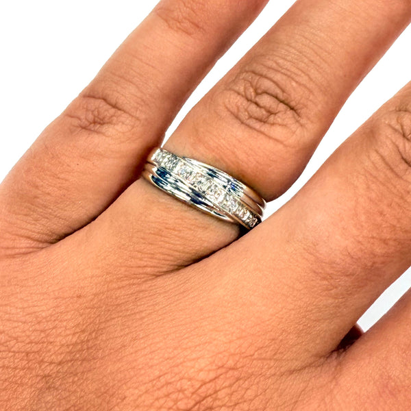 Bague en Or Blanc et Diamants 18k - Taille 52