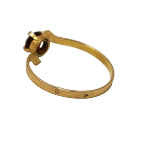 Bague solitaire en or 18k avec pierre grenat vintage