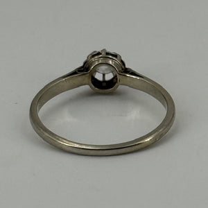 Bague Ancienne en Or Gris 18K avec diamant - T 56