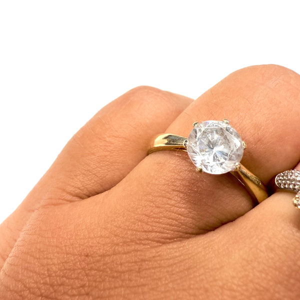 Bague Solitaire en Or Jaune 18k Taille-54