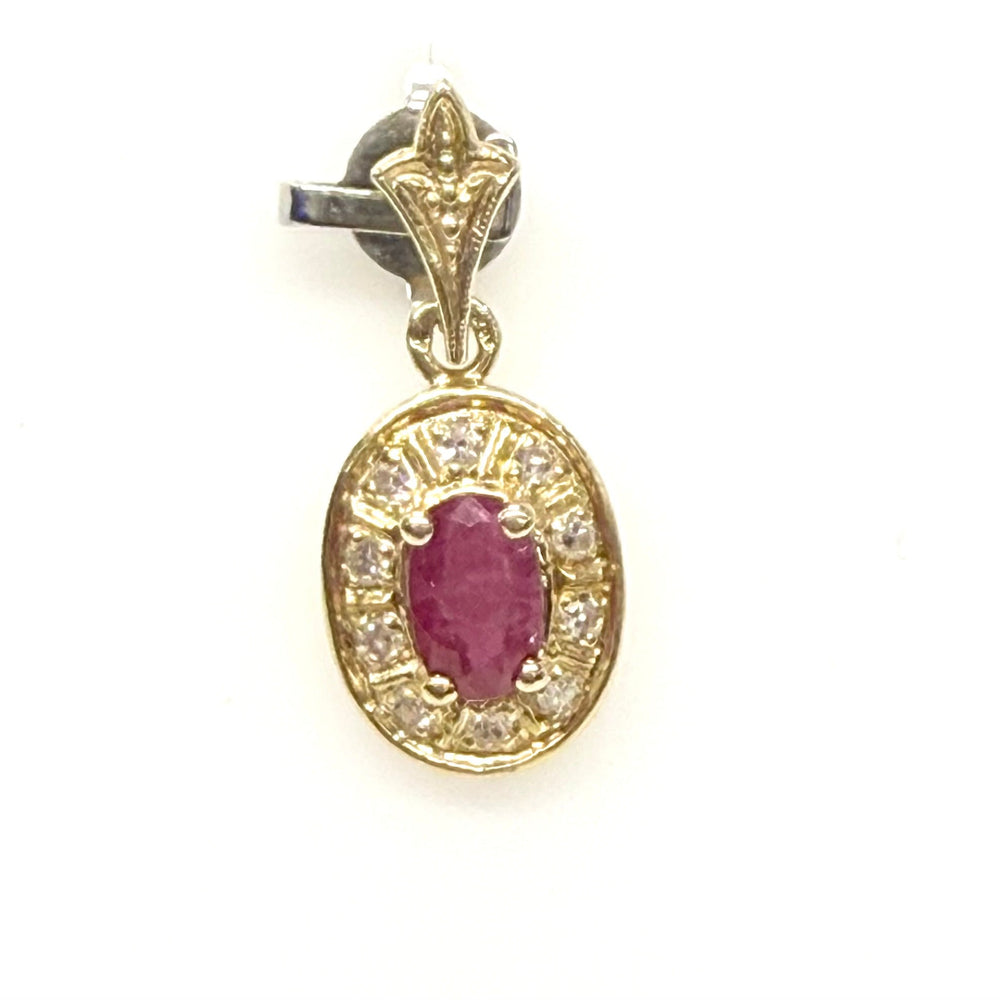 Pendentif Or Jaune 18k Rubis et Diamants - 1.24 G
