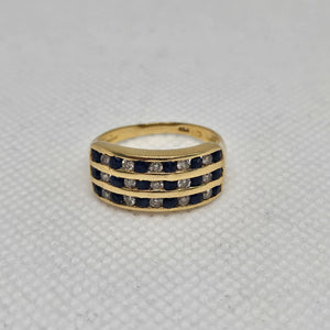 Bagues en or jaune avec saphir et diamants Taille -52