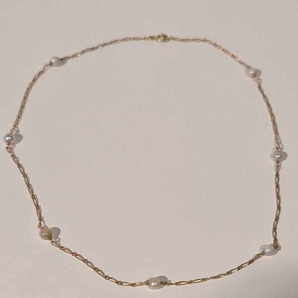 Collier Ras du Cou en Or Jaune avec Perles Naturelles
