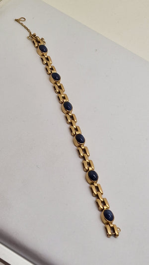 Bracelet Maillon Fantaisie en Or Jaune 18K avec Saphirs