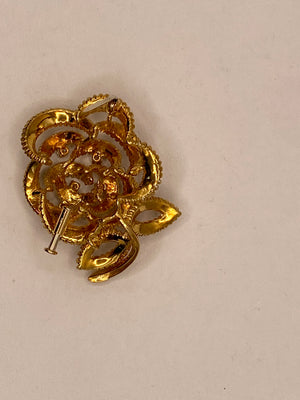 Pendentif broche en Or jaune 18K avec diamants 3mm
