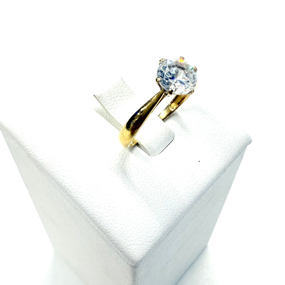 Bague Solitaire en Or Jaune 18k Taille-54