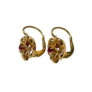 Boucles d'Oreilles Dormeuses avec Tourmaline en Or Jaune 18K