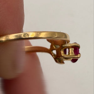 Bague Or Jaune avec Diamants et Rubis 18K