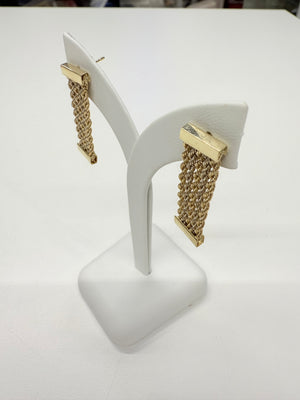 Boucles d'oreilles pendantes en Or tressé 18k