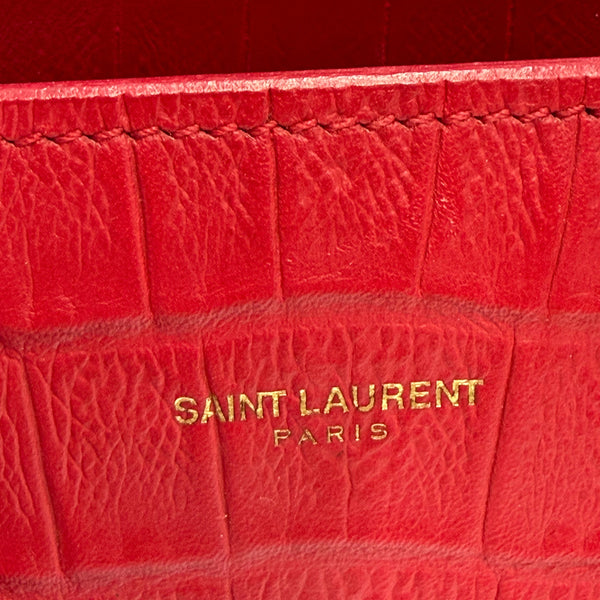 Sac à main Saint Laurent cuir de veau rouge crocodile