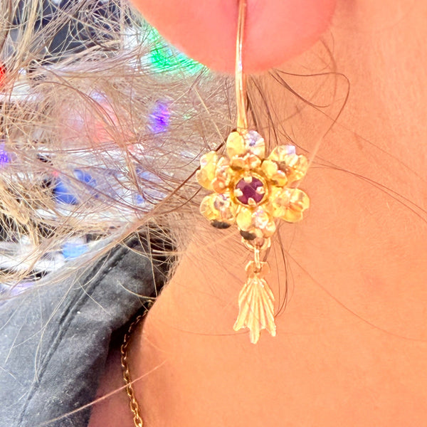 Boucles d'oreilles Dormeuses en Or Jaune 18k 2.72 Grs