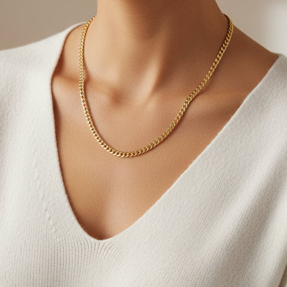Collier Chaine Gourmette Or Jaune 18K avec Ferm