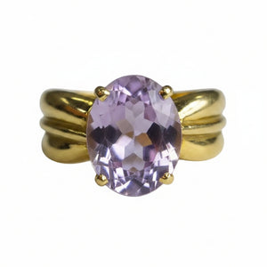 Bague en Or Jaune Améthyste 18K - Taille 56 - 5.47 G