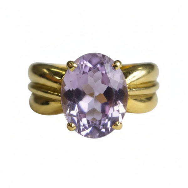 Bague en Or Jaune Améthyste 18K - Taille 56 - 5.47 G