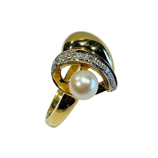 Bague Or Perles et Diamants  18K - 3.29Grs - T56