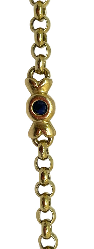 Bracelet Maillon en Or Jaune et Saphir 18 K - 4 Grs