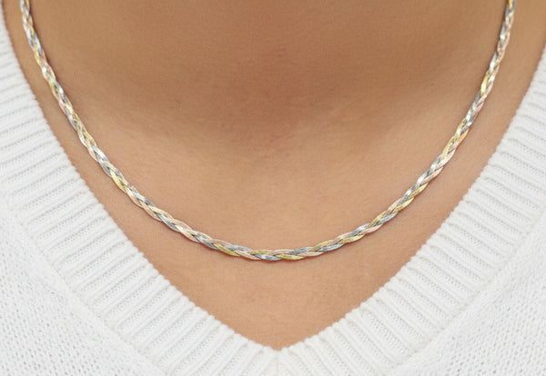 Collier Ras du Cou en Or 3 Ors 18K - 4.17G