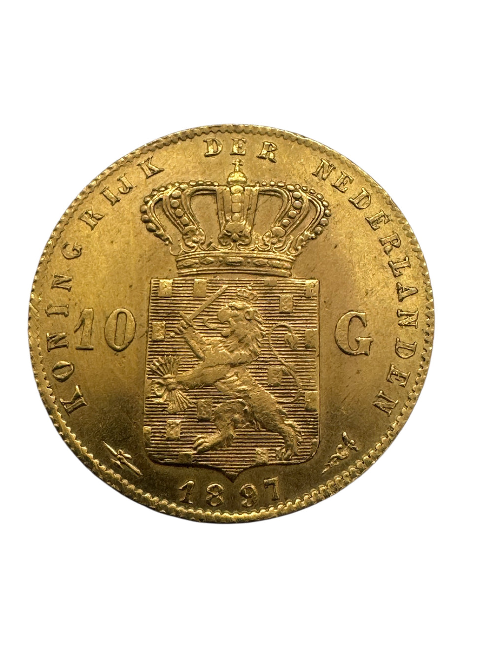 Pièce rare 10 Florins en or jaune 20K 1897