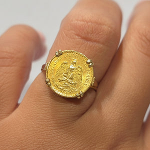 Bague en Or Jaune avec Pièce Dos Pesos 18K