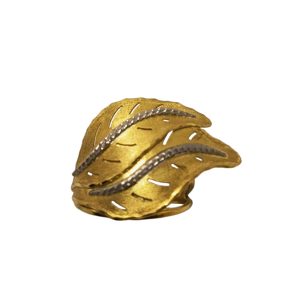 Bague artisanale en or jaune 18 carats avec feu