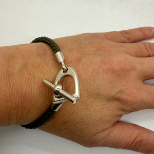 Bracelet Hermès en cuir tressé avec fermoir Glénan Comme Neuve
