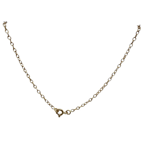 Collier Princesse en Or Jaune 18k avec Diamants et Pierre Bleue - 4.85 Grs