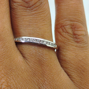 Bague Alliance en Or Blanc 18K Diamants - Taille 54 - 2.28G