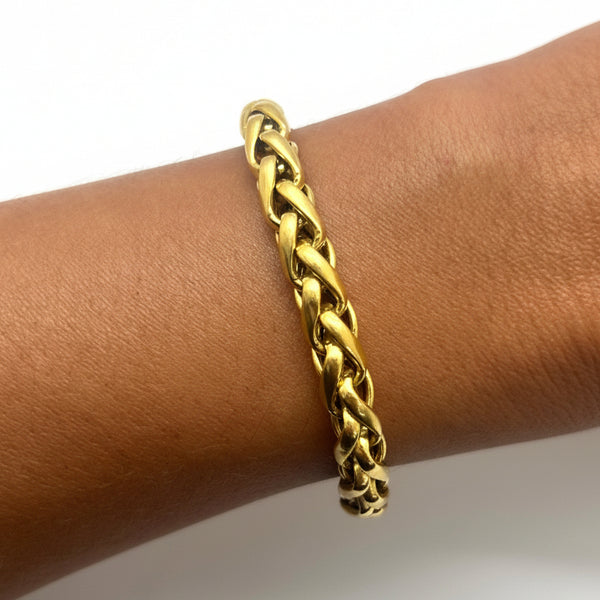 Bracelet Maillon Maille Palmier en Or Jaune 18K