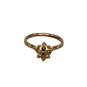 Bague Marguerite Oxyde de Zirconium & Saphir en Or Jaune 18K