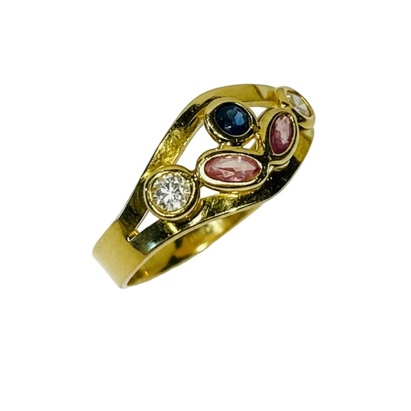 Bague en Or Jaune 18K avec Oxyde de Zirconium - T52 - 2.47gr